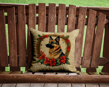 Load image into Gallery viewer, German Shepherd Christmas Flowers Throw Pillow - 14x14 Decorative Pillow – Art for Your Home &amp; Patio
