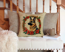 Load image into Gallery viewer, German Shepherd Christmas Flowers Throw Pillow - 14x14 Decorative Pillow – Art for Your Home &amp; Patio
