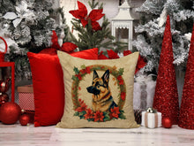 Load image into Gallery viewer, German Shepherd Christmas Flowers Throw Pillow
