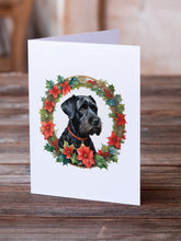 Load image into Gallery viewer, Giant Schnauzer Christmas Flowers Greeting Cards - Blank Note Cards – 8-Pack of Artist-Designed Cards with Envelopes