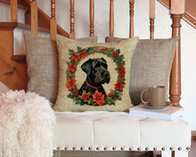 Load image into Gallery viewer, Giant Schnauzer Christmas Flowers Throw Pillow - 14x14 Decorative Pillow – Art for Your Home &amp; Patio