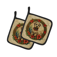 Load image into Gallery viewer, Glen of Imaal Terrier Christmas Flowers Pot Holders - Set of 2 Decorative Kitchen Helpers | Made in the USA