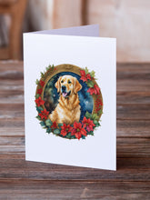 Load image into Gallery viewer, Golden Retriever Christmas Flowers Greeting Cards - Blank Note Cards – 8-Pack of Artist-Designed Cards with Envelopes
