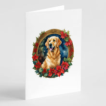 Load image into Gallery viewer, Golden Retriever Christmas Flowers Greeting Cards - Blank Note Cards – 8-Pack of Artist-Designed Cards with Envelopes