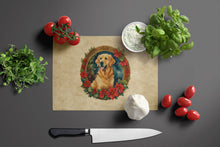 Load image into Gallery viewer, Golden Retriever Christmas Flowers Glass Cutting Boards – Durable, Decorative Kitchen Art