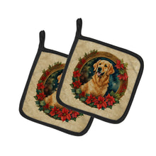 Load image into Gallery viewer, Golden Retriever Christmas Flowers Pot Holders - Set of 2 Decorative Kitchen Helpers | Made in the USA