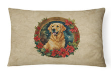 Load image into Gallery viewer, Golden Retriever Christmas Flowers Throw Pillow