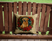 Load image into Gallery viewer, Golden Retriever Christmas Flowers Throw Pillow - 14x14 Decorative Pillow – Art for Your Home &amp; Patio