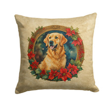 Load image into Gallery viewer, Golden Retriever Christmas Flowers Throw Pillow