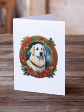Load image into Gallery viewer, Great Pyrenees Christmas Flowers Greeting Cards - Blank Note Cards – 8-Pack of Artist-Designed Cards with Envelopes