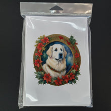 Load image into Gallery viewer, Great Pyrenees Christmas Flowers Greeting Cards - Blank Note Cards – 8-Pack of Artist-Designed Cards with Envelopes