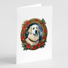 Load image into Gallery viewer, Great Pyrenees Christmas Flowers Greeting Cards - Blank Note Cards – 8-Pack of Artist-Designed Cards with Envelopes