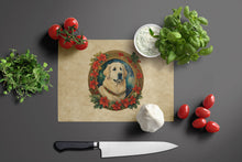Load image into Gallery viewer, Great Pyrenees Christmas Flowers Glass Cutting Boards – Durable, Decorative Kitchen Art