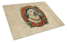 Load image into Gallery viewer, Great Pyrenees Christmas Flowers Glass Cutting Boards – Durable, Decorative Kitchen Art