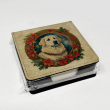 Load image into Gallery viewer, Great Pyrenees Christmas Flowers PU Leather Note Paper Holder