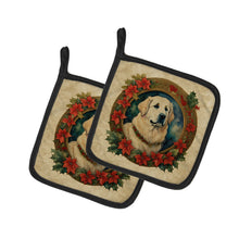 Load image into Gallery viewer, Great Pyrenees Christmas Flowers Pot Holders - Set of 2 Decorative Kitchen Helpers | Made in the USA