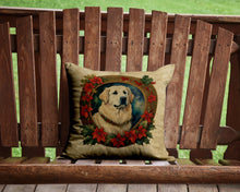 Load image into Gallery viewer, Great Pyrenees Christmas Flowers Throw Pillow - 14x14 Decorative Pillow – Art for Your Home &amp; Patio