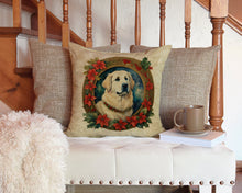 Load image into Gallery viewer, Great Pyrenees Christmas Flowers Throw Pillow - 14x14 Decorative Pillow – Art for Your Home &amp; Patio
