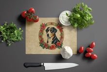 Load image into Gallery viewer, Greater Swiss Mountain Dog Christmas Flowers Glass Cutting Boards – Durable, Decorative Kitchen Art
