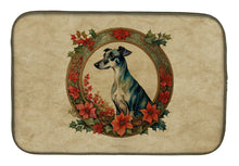 Load image into Gallery viewer, Greyhound Christmas Flowers Dish Drying Mat