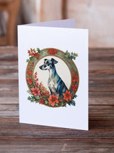 Load image into Gallery viewer, Greyhound Christmas Flowers Greeting Cards - Blank Note Cards – 8-Pack of Artist-Designed Cards with Envelopes