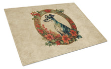 Load image into Gallery viewer, Greyhound Christmas Flowers Glass Cutting Boards – Durable, Decorative Kitchen Art