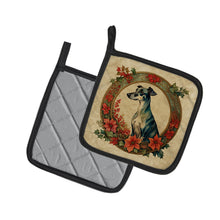 Load image into Gallery viewer, Greyhound Christmas Flowers Pot Holders - Set of 2 Decorative Kitchen Helpers | Made in the USA