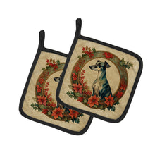 Load image into Gallery viewer, Greyhound Christmas Flowers Pot Holders - Set of 2 Decorative Kitchen Helpers | Made in the USA