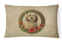 Load image into Gallery viewer, Havanese Christmas Flowers Throw Pillow