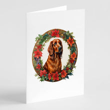Load image into Gallery viewer, Irish Setter Christmas Flowers Greeting Cards - Blank Note Cards – 8-Pack of Artist-Designed Cards with Envelopes