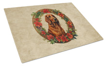 Load image into Gallery viewer, Irish Setter Christmas Flowers Glass Cutting Boards – Durable, Decorative Kitchen Art