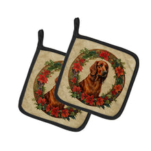 Load image into Gallery viewer, Irish Setter Christmas Flowers Pot Holders - Set of 2 Decorative Kitchen Helpers | Made in the USA