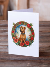 Load image into Gallery viewer, Irish Terrier Christmas Flowers Greeting Cards - Blank Note Cards – 8-Pack of Artist-Designed Cards with Envelopes