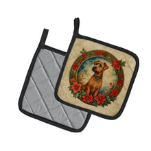 Load image into Gallery viewer, Irish Terrier Christmas Flowers Pot Holders - Set of 2 Decorative Kitchen Helpers | Made in the USA