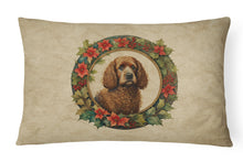 Load image into Gallery viewer, Irish Water Spaniel Christmas Flowers Throw Pillow