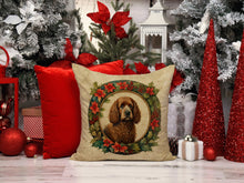 Load image into Gallery viewer, Irish Water Spaniel Christmas Flowers Throw Pillow