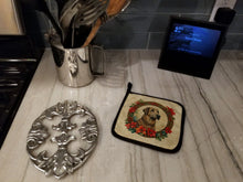 Load image into Gallery viewer, Irish Wolfhound Christmas Flowers Pot Holders - Set of 2 Decorative Kitchen Helpers | Made in the USA