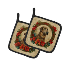 Load image into Gallery viewer, Irish Wolfhound Christmas Flowers Pot Holders - Set of 2 Decorative Kitchen Helpers | Made in the USA