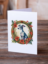 Load image into Gallery viewer, Italian Greyhound Christmas Flowers Greeting Cards - Blank Note Cards – 8-Pack of Artist-Designed Cards with Envelopes