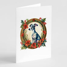 Load image into Gallery viewer, Italian Greyhound Christmas Flowers Greeting Cards - Blank Note Cards – 8-Pack of Artist-Designed Cards with Envelopes