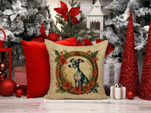 Load image into Gallery viewer, Italian Greyhound Christmas Flowers Throw Pillow