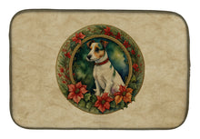 Load image into Gallery viewer, Jack Russell Terrier Christmas Flowers Dish Drying Mat
