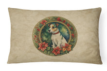 Load image into Gallery viewer, Jack Russell Terrier Christmas Flowers Throw Pillow