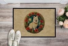 Load image into Gallery viewer, Japanese Spitz Christmas Flowers Doormat-24x36 Indoor / Outdoor Rug | Made in USA