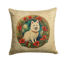 Load image into Gallery viewer, Japanese Spitz Christmas Flowers Throw Pillow - 14x14 Decorative Pillow – Art for Your Home &amp; Patio