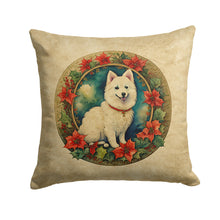 Load image into Gallery viewer, Japanese Spitz Christmas Flowers Throw Pillow