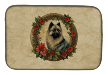 Load image into Gallery viewer, Keeshond Christmas Flowers Dish Drying Mat