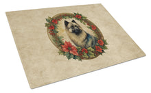 Load image into Gallery viewer, Keeshond Christmas Flowers Glass Cutting Boards – Durable, Decorative Kitchen Art
