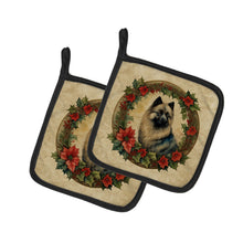 Load image into Gallery viewer, Keeshond Christmas Flowers Pot Holders - Set of 2 Decorative Kitchen Helpers | Made in the USA