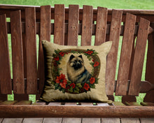 Load image into Gallery viewer, Keeshond Christmas Flowers Throw Pillow - 14x14 Decorative Pillow – Art for Your Home &amp; Patio